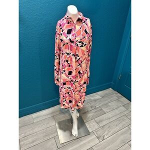 Gottex Lifestyle Pink Geometrical Long Sleeve 1/4 Zip  Dress  Size S Athletic